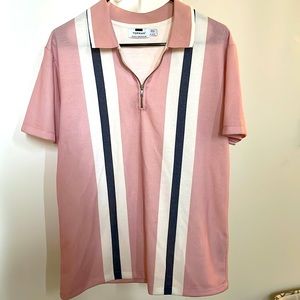 Topman Topshop Pink Quarter Zip Polo Sweater